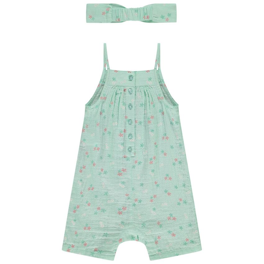 Ensemble 2 pièces combishort + bandeau imprimés pour bébé fille - Vert