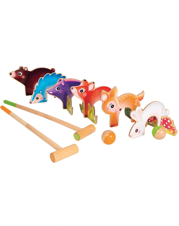 Krocket-Set WALDTIERE 10-teilig aus Holz