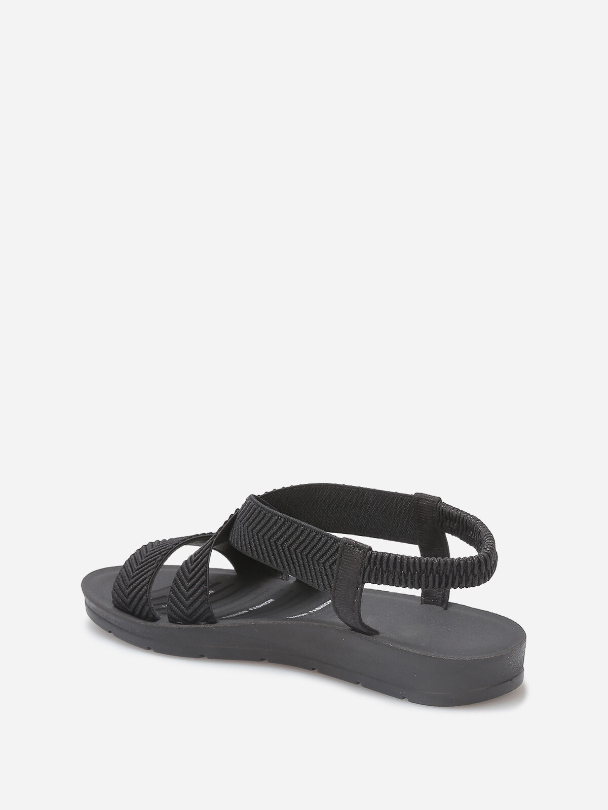 Sandales à brides élastiques croisées- Noir
