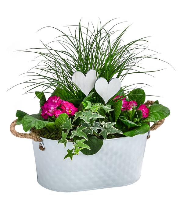 Zink-Jardiniere Rosea, ca. H35/B28 cm