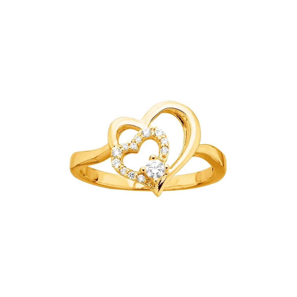 Bague en Plaqué Or avec oxyde de zirconium blanc