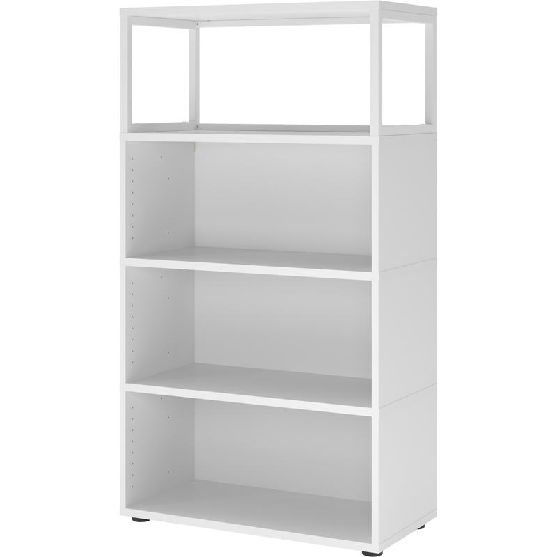 Regal Tarys, 4 Ordnerhöhen, 1 Fach ohne Rückwand, weiss
