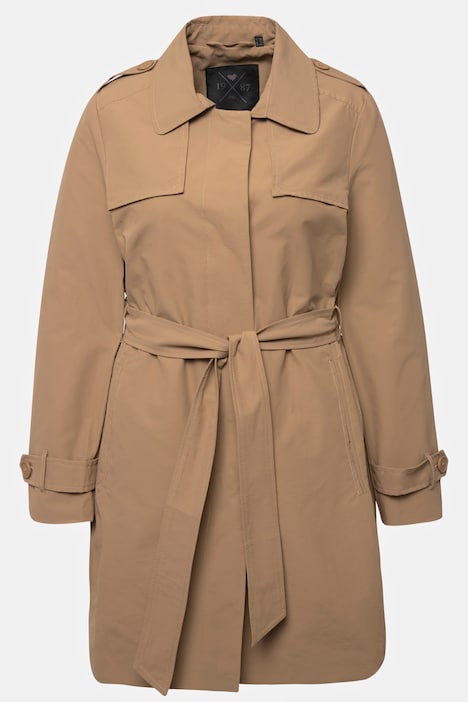 Trenchcoat, A-Linie, Hemdkragen, Bindegürtel