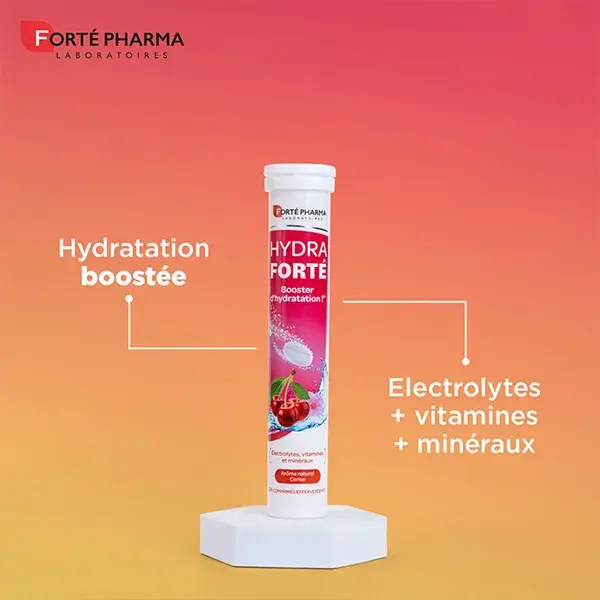 Forté Pharma HydraForté Hydratation Cerise Electrolytes Vitamines Minéraux 24 comprimés