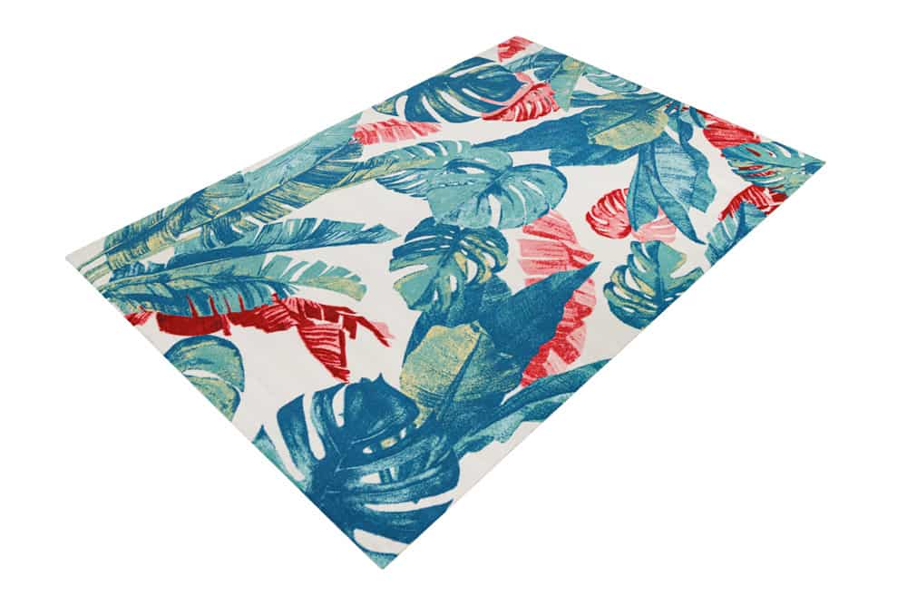 In- und Outdoor Teppich TROPICAL 180x120cm grün pink Blatt Design Läufer wetterfest