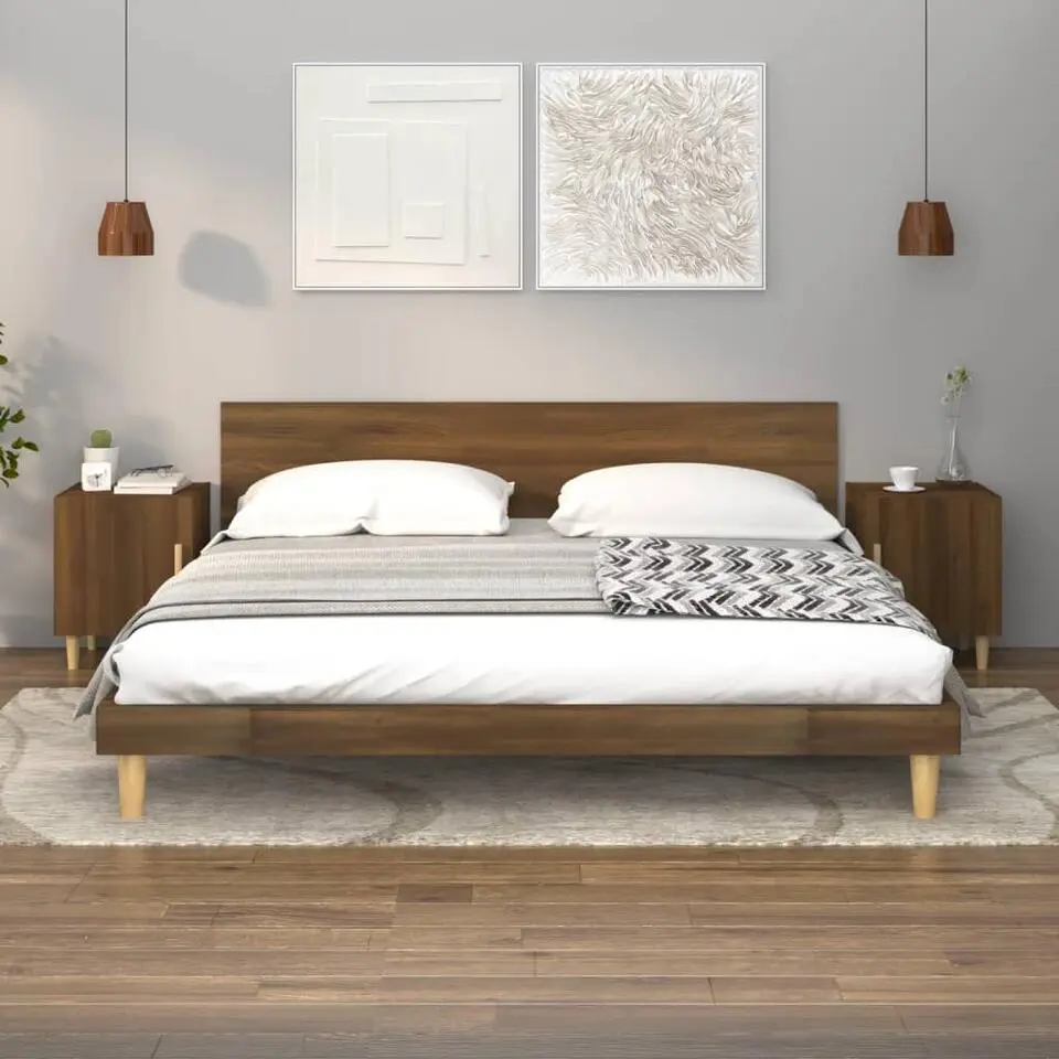 vidaXL - Nachtkastjes met houten poten - Bruin eiken - 40x40x50 cm - 2 stuks