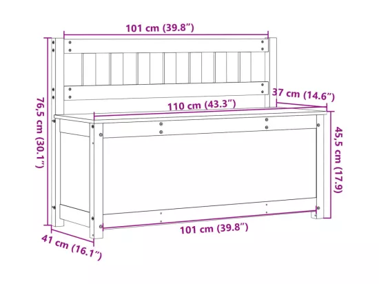 Banc 110x41x76,5 cm Bois de pin massif