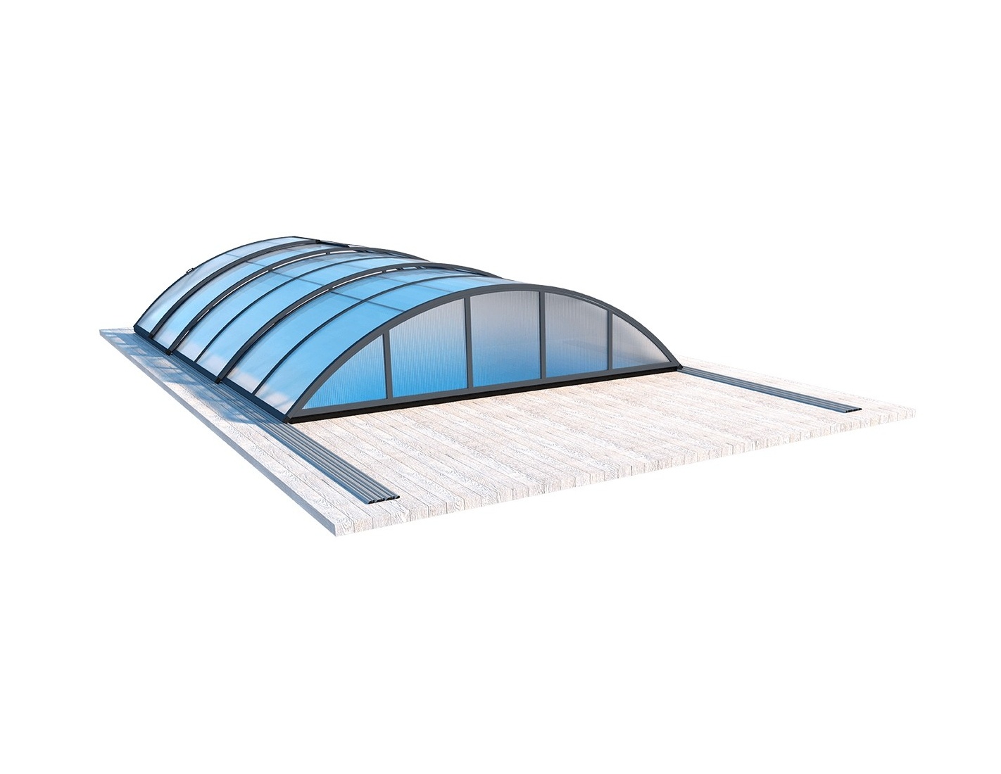 Abri de piscine orbit - 6,47x3,50 m - polycarbonate alvéolaire 8 mm - couleur ral7016 graphite