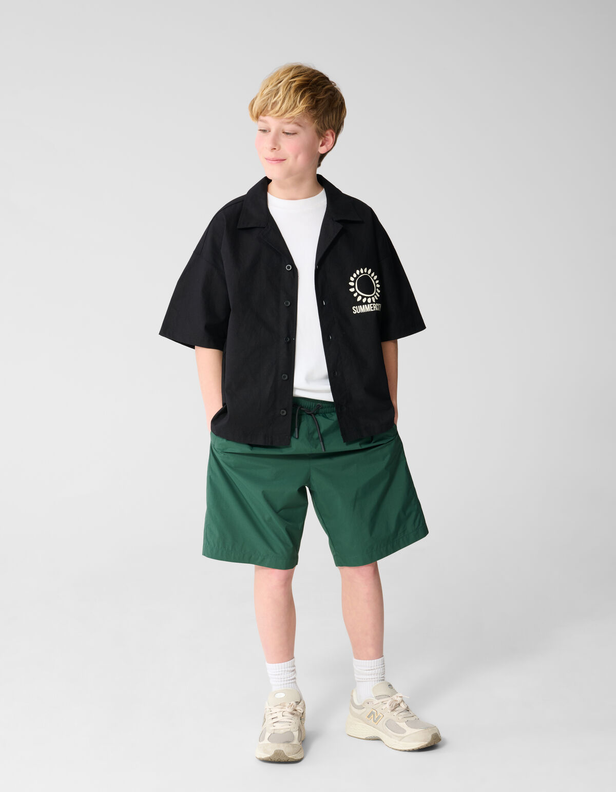 Linnen Artwork Overshirt Zwart