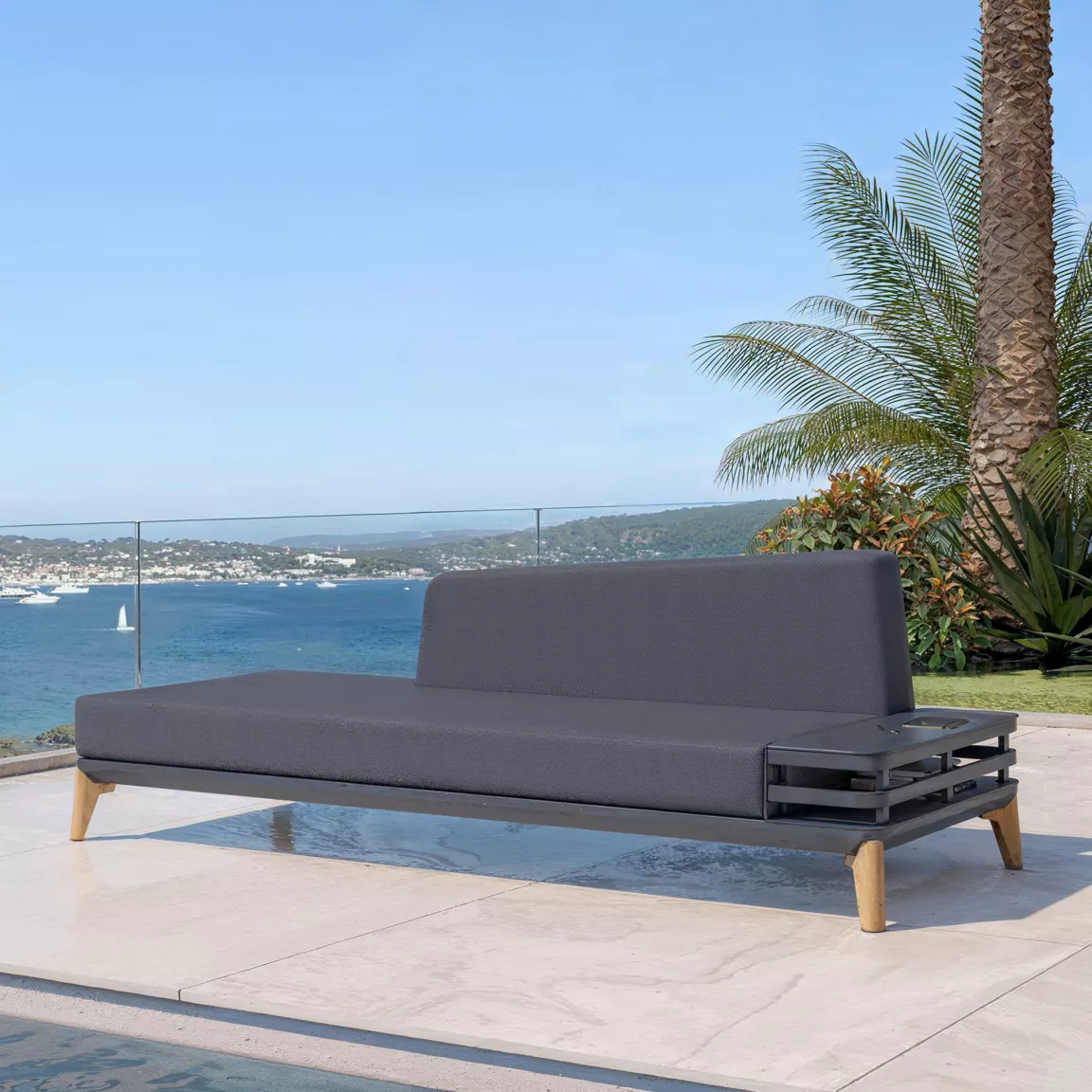 Méridienne de jardin en aluminium Monte Carlo Gris anthracite
