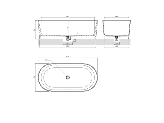 baignoire îlot OMNIRES OVO M+ 160X75 CM couleur : gris finition : matbonde et siphon inclus