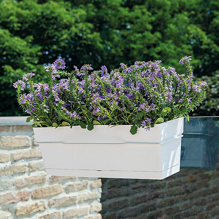 Jardinière à réserve d'eau + support Deroma Save R blanc 49 x 29 x h.17.3cm
