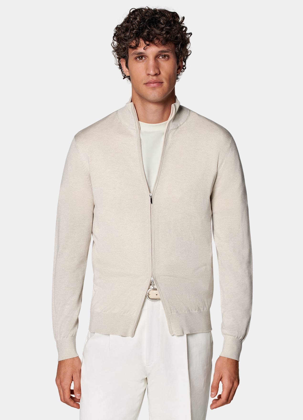 Cardigan zippé, sable