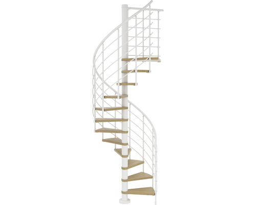 Pertura wenteltrap Koralia eiken gelamineerd hout Ø 120 cm wit 11 treden 12 stootborden
