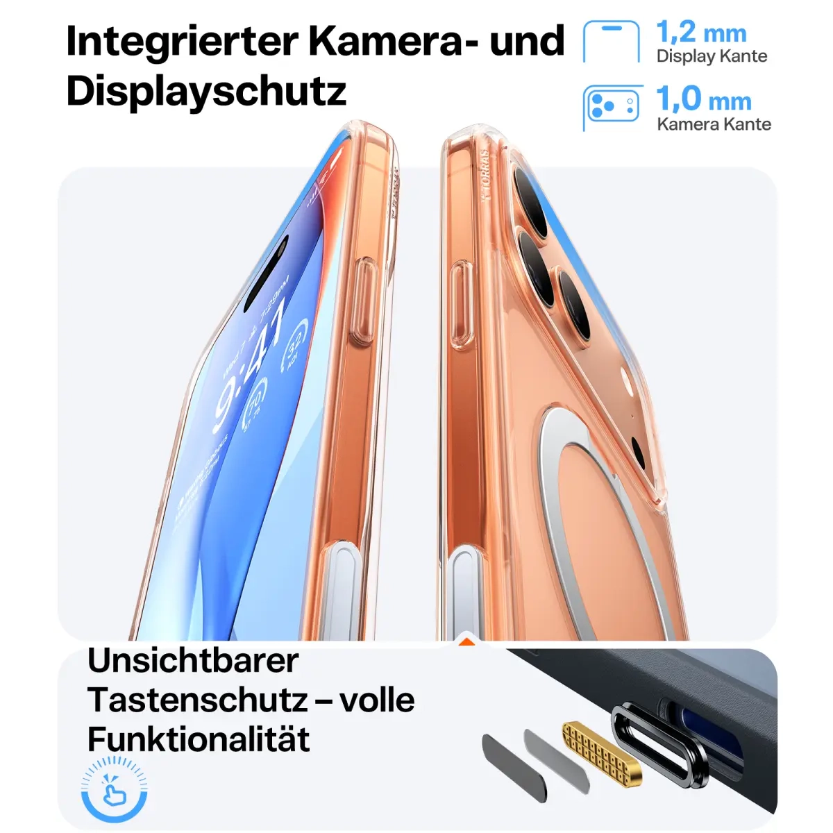 iPhone 17 Pro Max Ostand 360° Spin MagSafe Hybrid Hardcase Hülle Ring Stand   Kickstand - Transparent