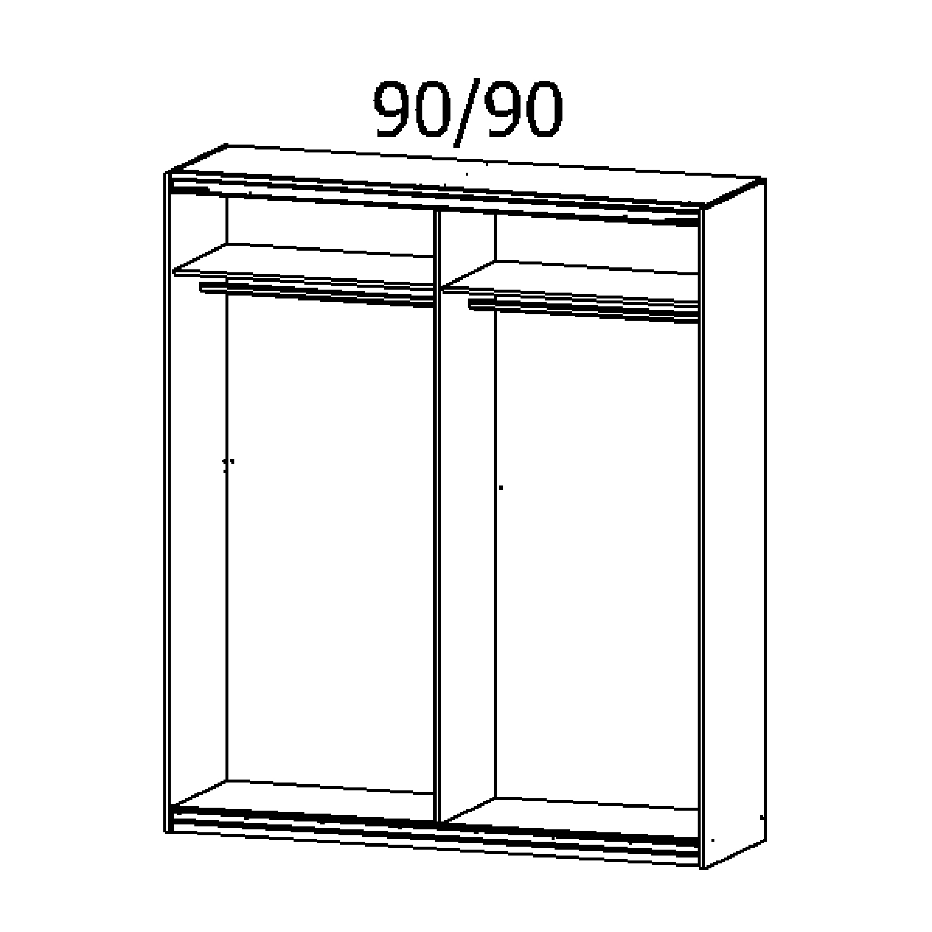 Schwebetürenschrank - champagner-Atlantic Oak - 181 cm
