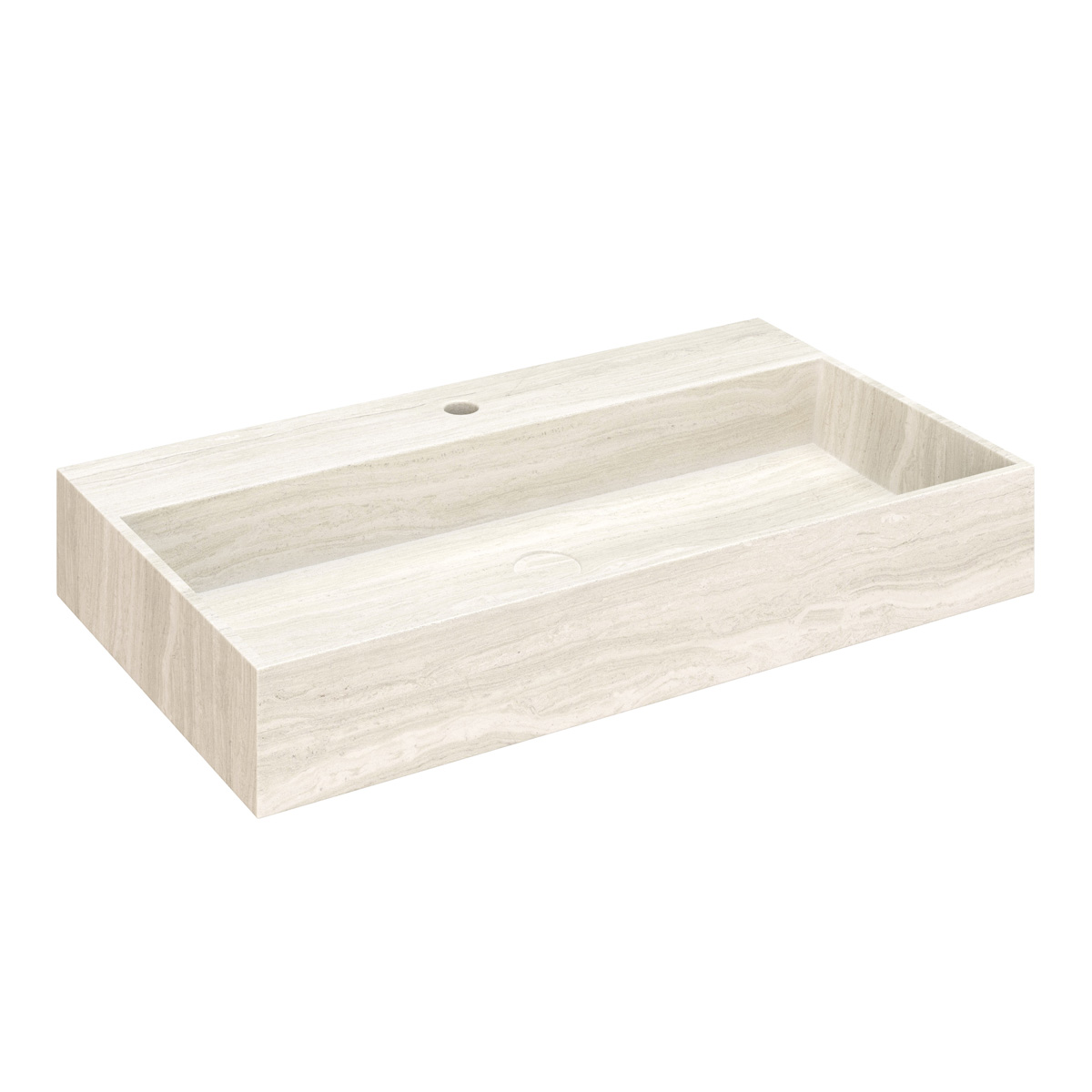 Fontana White Travertin badkamermeubel walnoot 80cm met kraangat