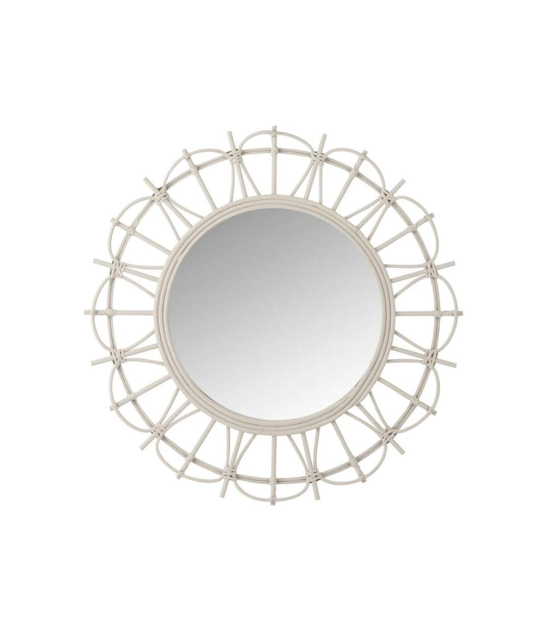 Paris Prix - Miroir Mural Rond En Bambou teo 60cm Gris Clair