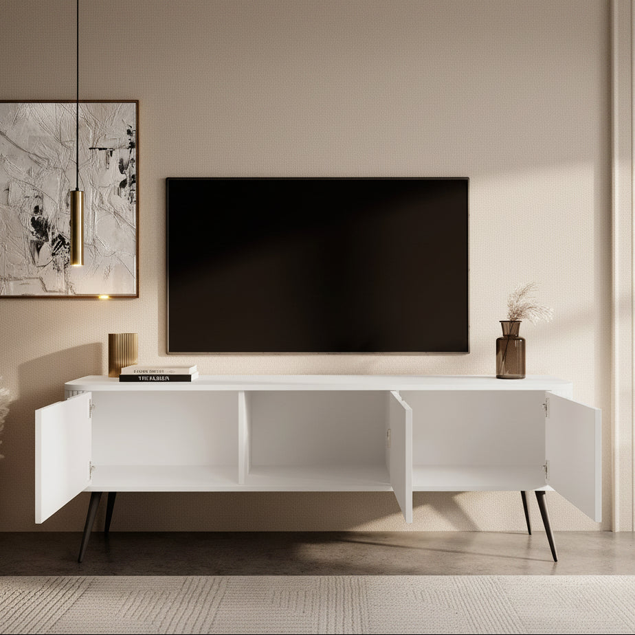 Zakari - TV-Meubel met 3 deuren - Wit - 168 cm