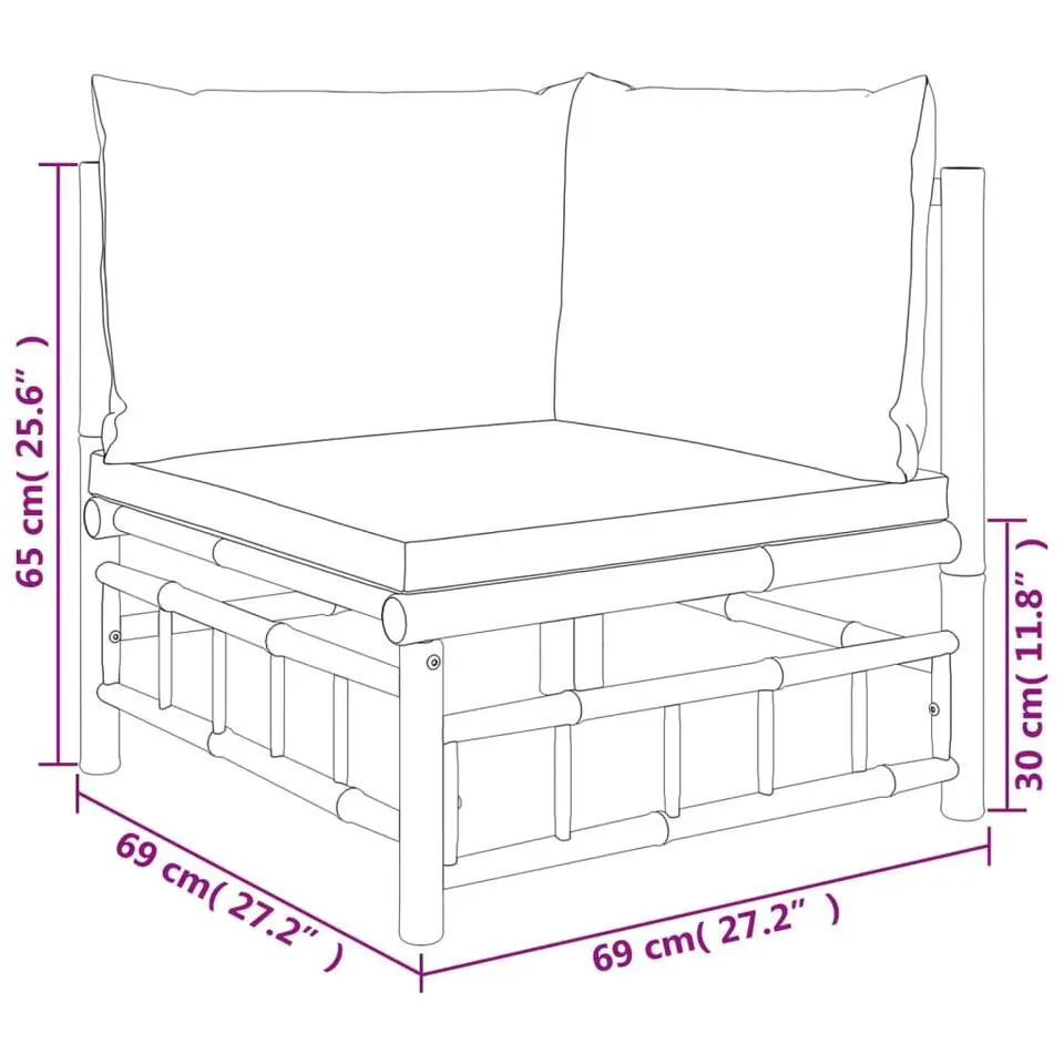 vidaXL - Loungeset - Donkergrijs - Bamboe - 4 stuks - Met kussens