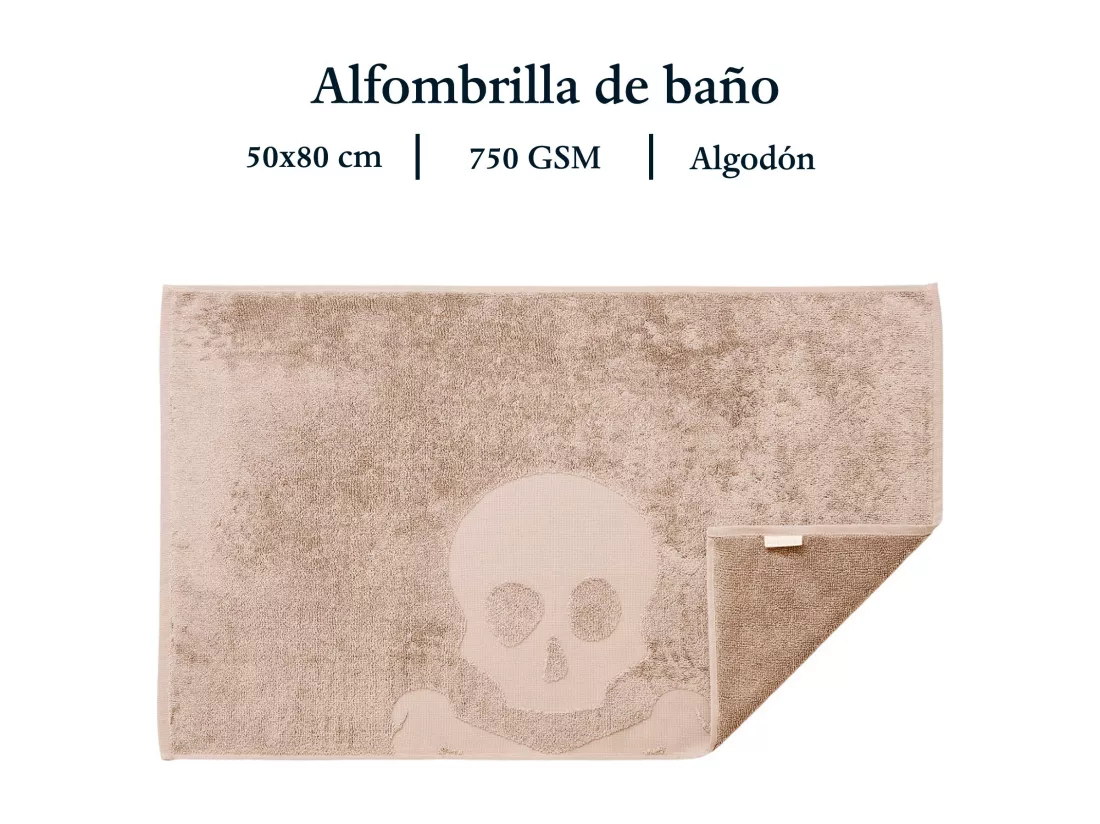 Tapis de bain Skull 50x80cm 100% Coton 750GSM beige Scalpers Home