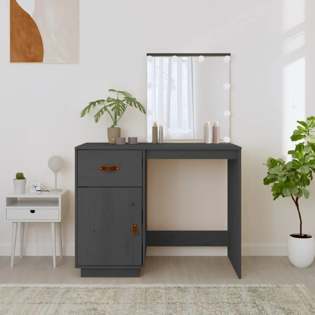 vidaXL Coiffeuse avec LED - Gris