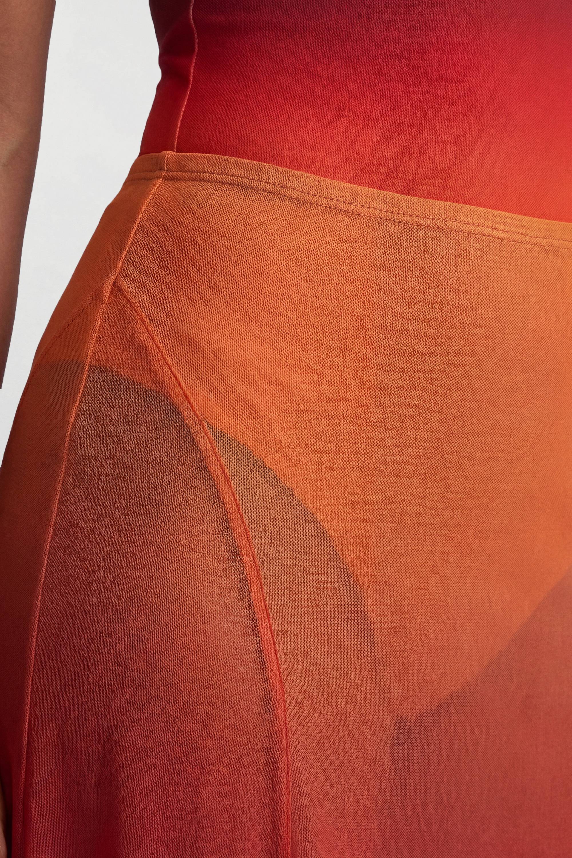 KarenMillen Jupe Longue Évasée En Mesh Dégradé Coucher De Soleil