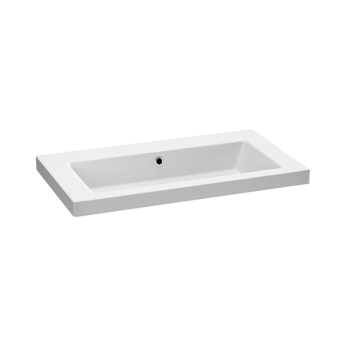 Brauer Solar Medium wastafel mineraalmarmer 80cm zonder kraangat wit mat