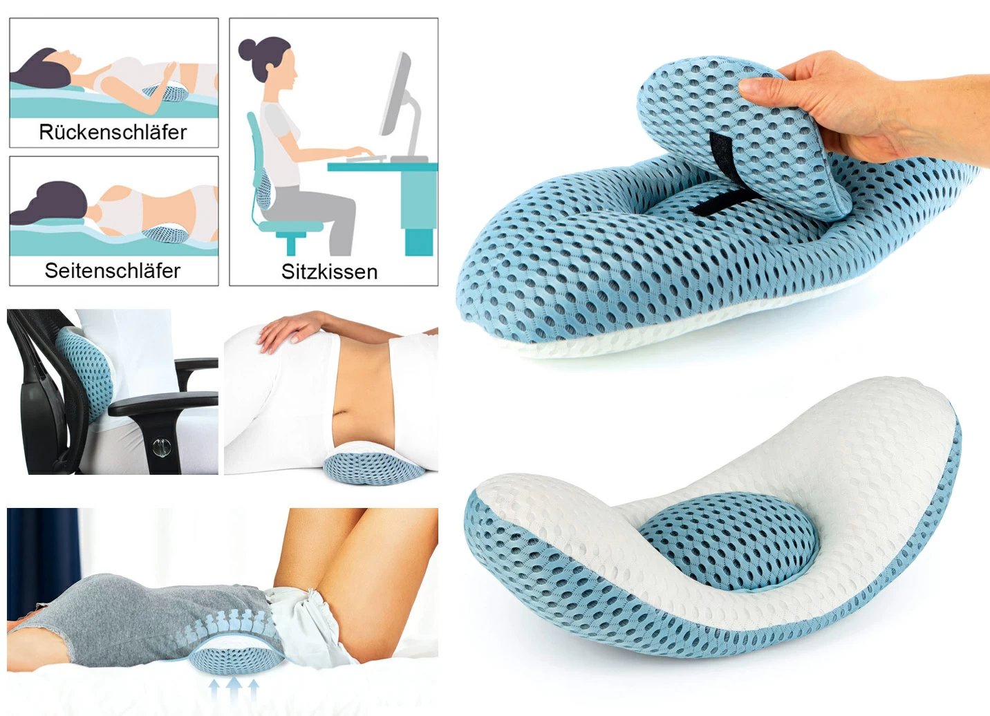 Lendenkissen 5-in-1 mit Wärme- und Massagefunktion