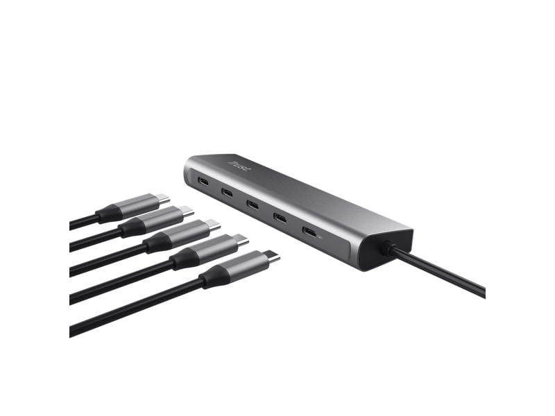 Trust Halyx USB-C-Hub mit 5 Ports Aluminium-USB-C-Hub für vier zusätzliche USB-C-Anschlüsse