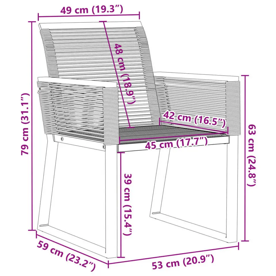 vidaXL - Tuinstoelen - Zwart - Poly rattan - 4 stuks - 53x59x79 cm