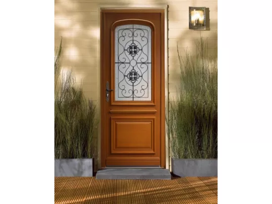 Porte D'Entrée Bois Vitrée, Adele, H,215Xl,90 P, Droit Côtes Tableau