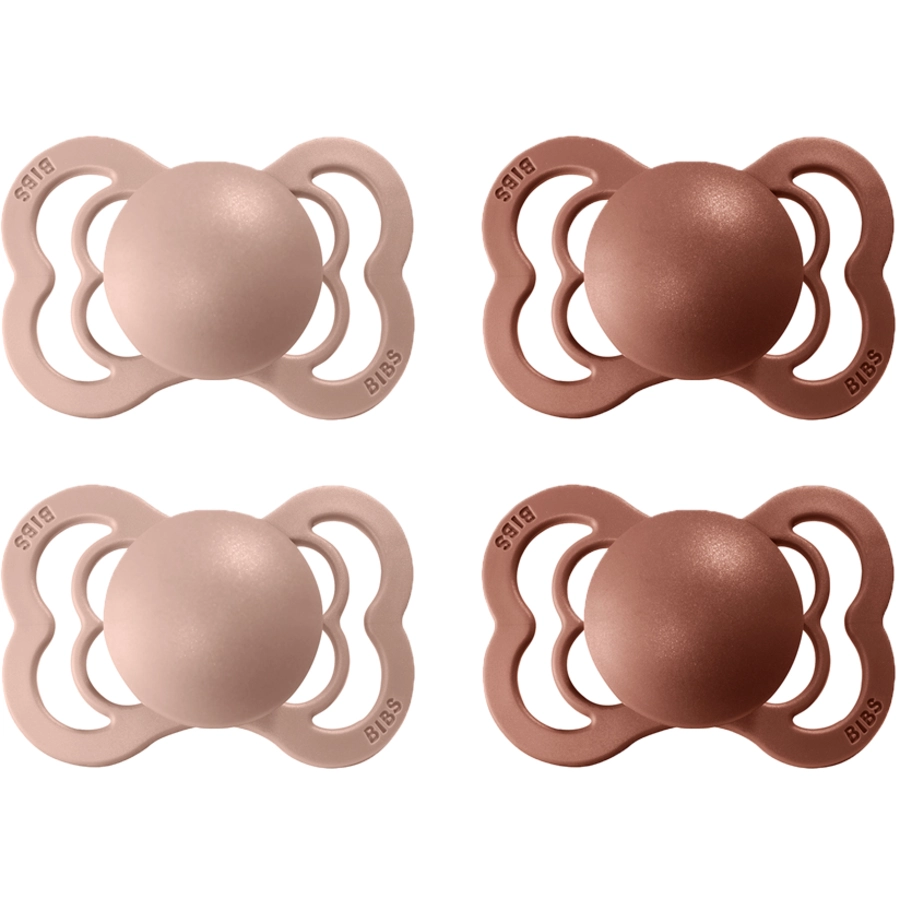 BIBS® Schnuller Supreme Blush  Woodchuck Silikon 0-6 Monate, 4 Stk.