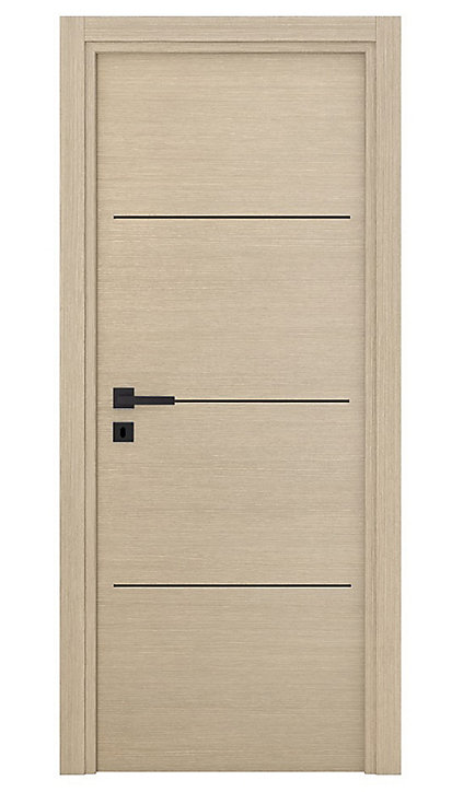 Bloc-porte Triaconta bois naturel insert noir H.204 x l.73 cm, poussant droit