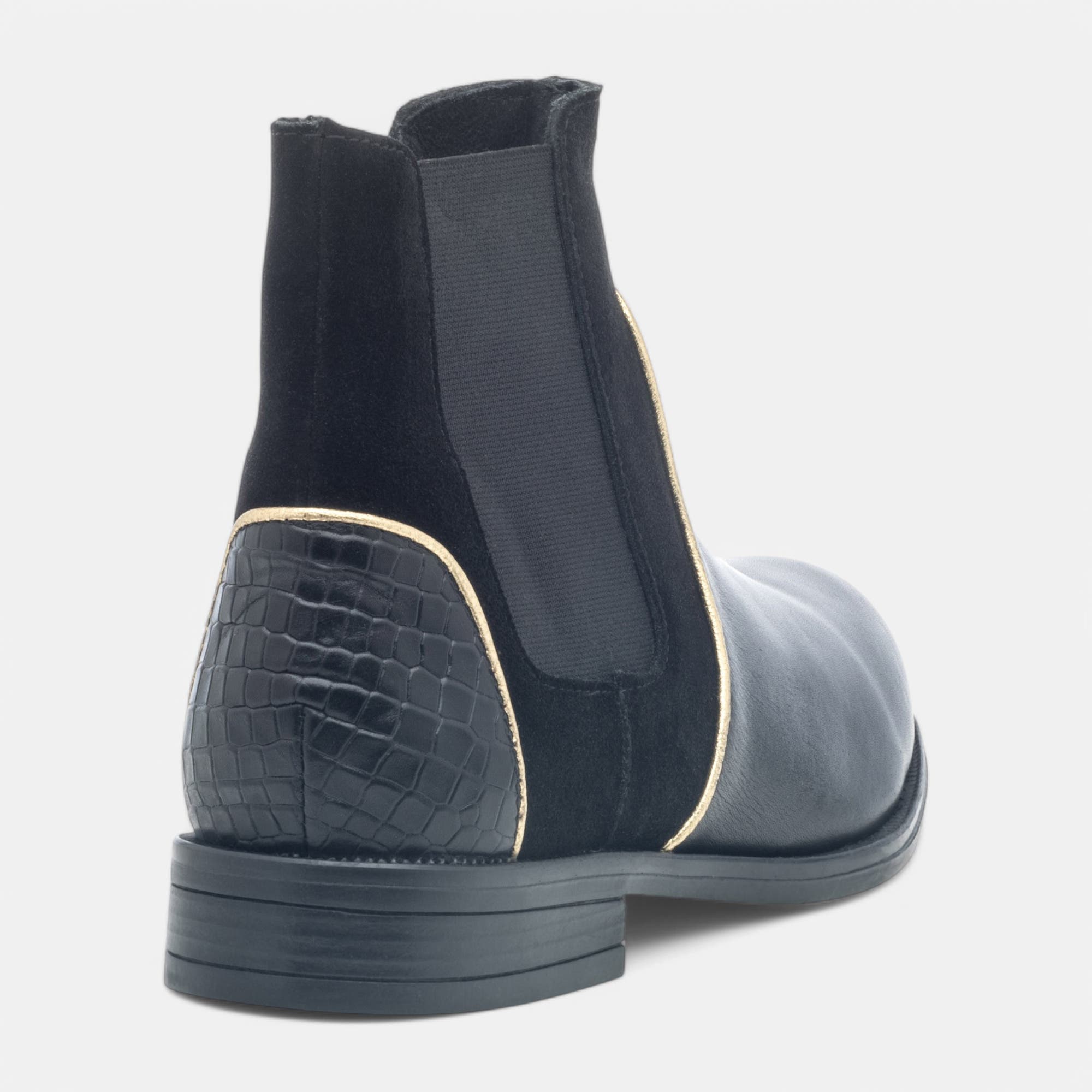 Boots chelsea Femme en cuir noir