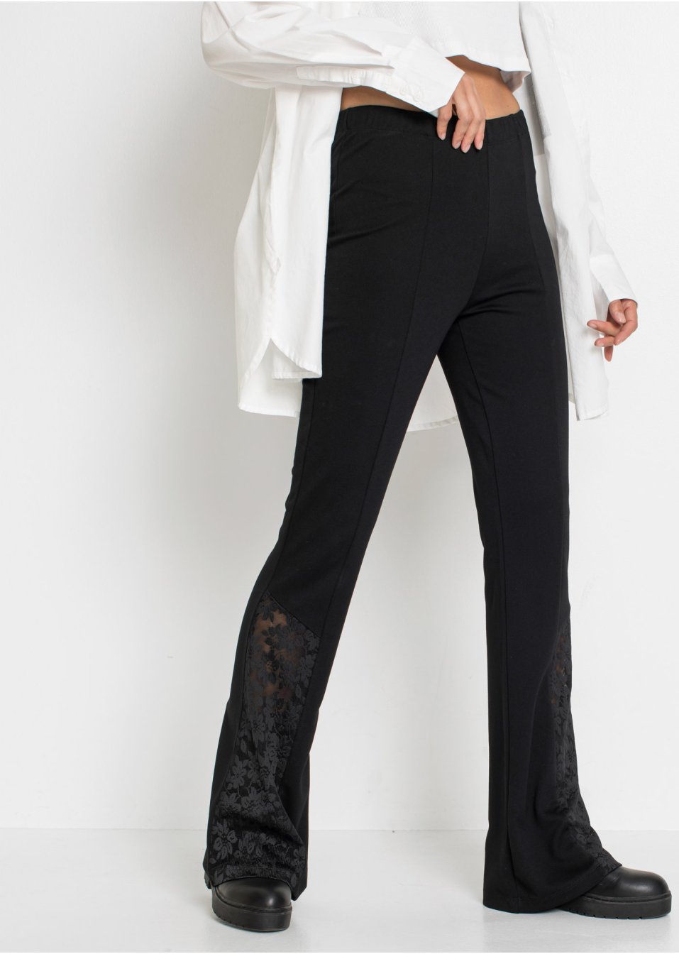 Legging avec empiècement en dentelle