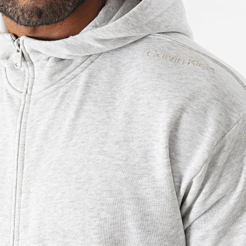 Sweat Zippé Capuche 3J401 Gris Chiné