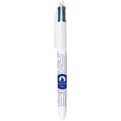 BIC 4 Couleurs JO Paris 2024 - Stylos-Billes Rétractables Pointe moyenne (1,0 mm) - 8 décors assortis