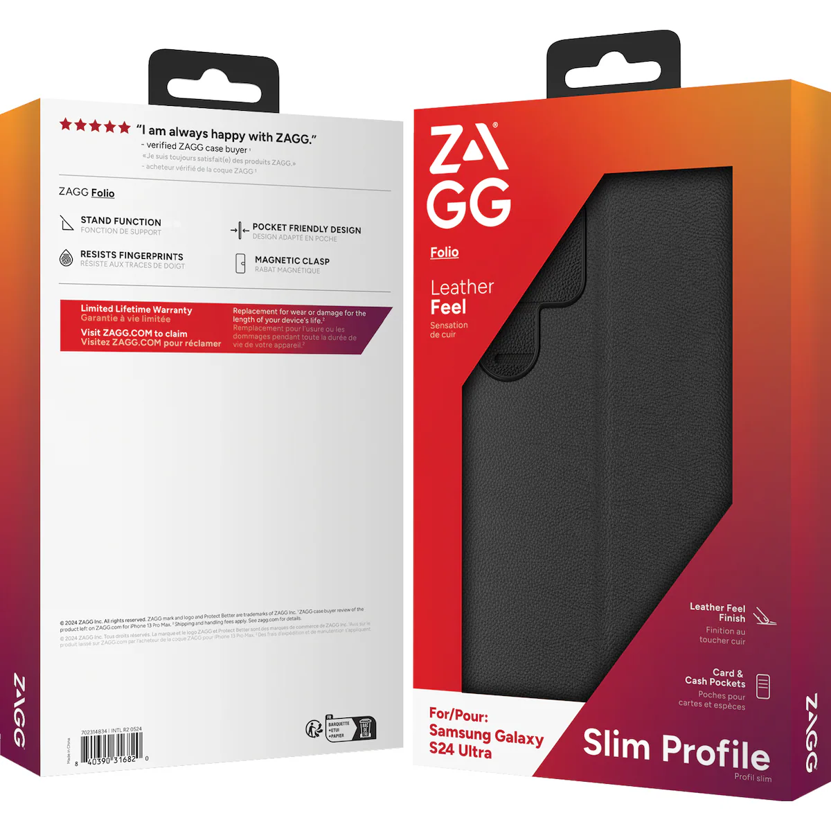Zagg Samsung Galaxy S24 Ultra lommebokdeksel (sort)
