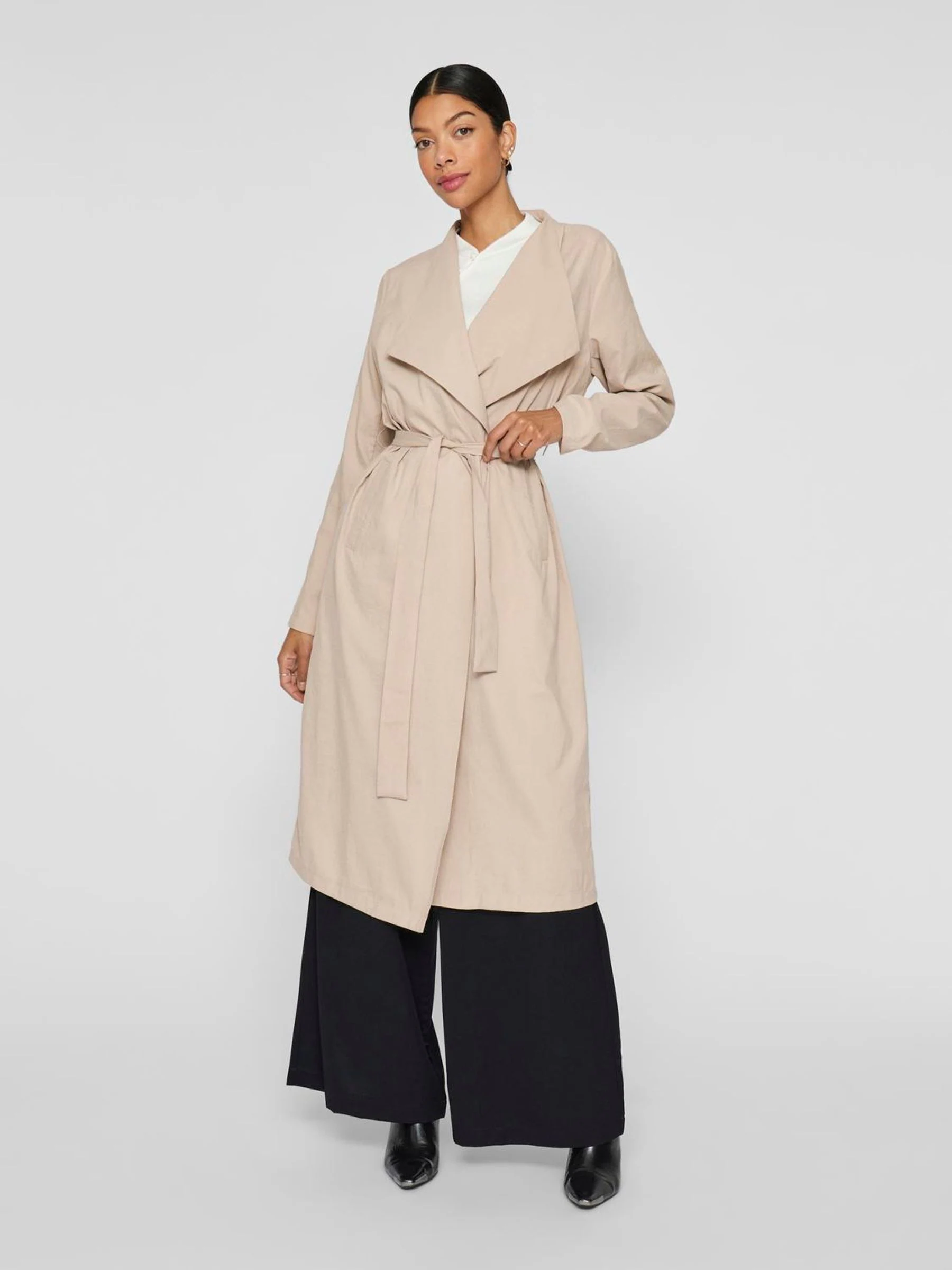 VILA Long Belted Trench Coat
