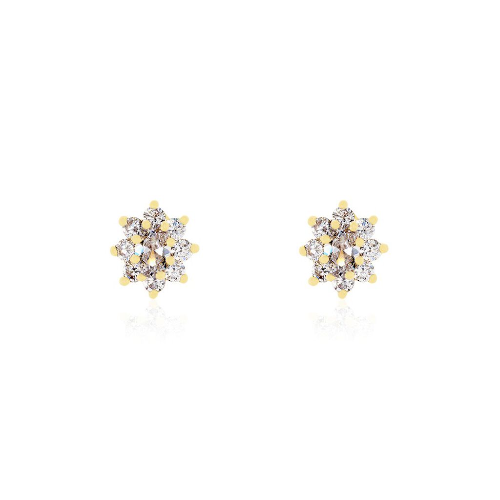 Boucles D'oreilles Puces Lisea Plaqué Or Oxydes De Zirconium