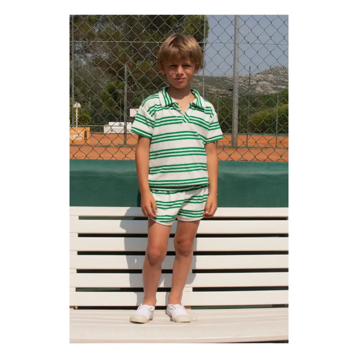 We Are Kids Polo Léonard Rayure Eponge Bio | Vert