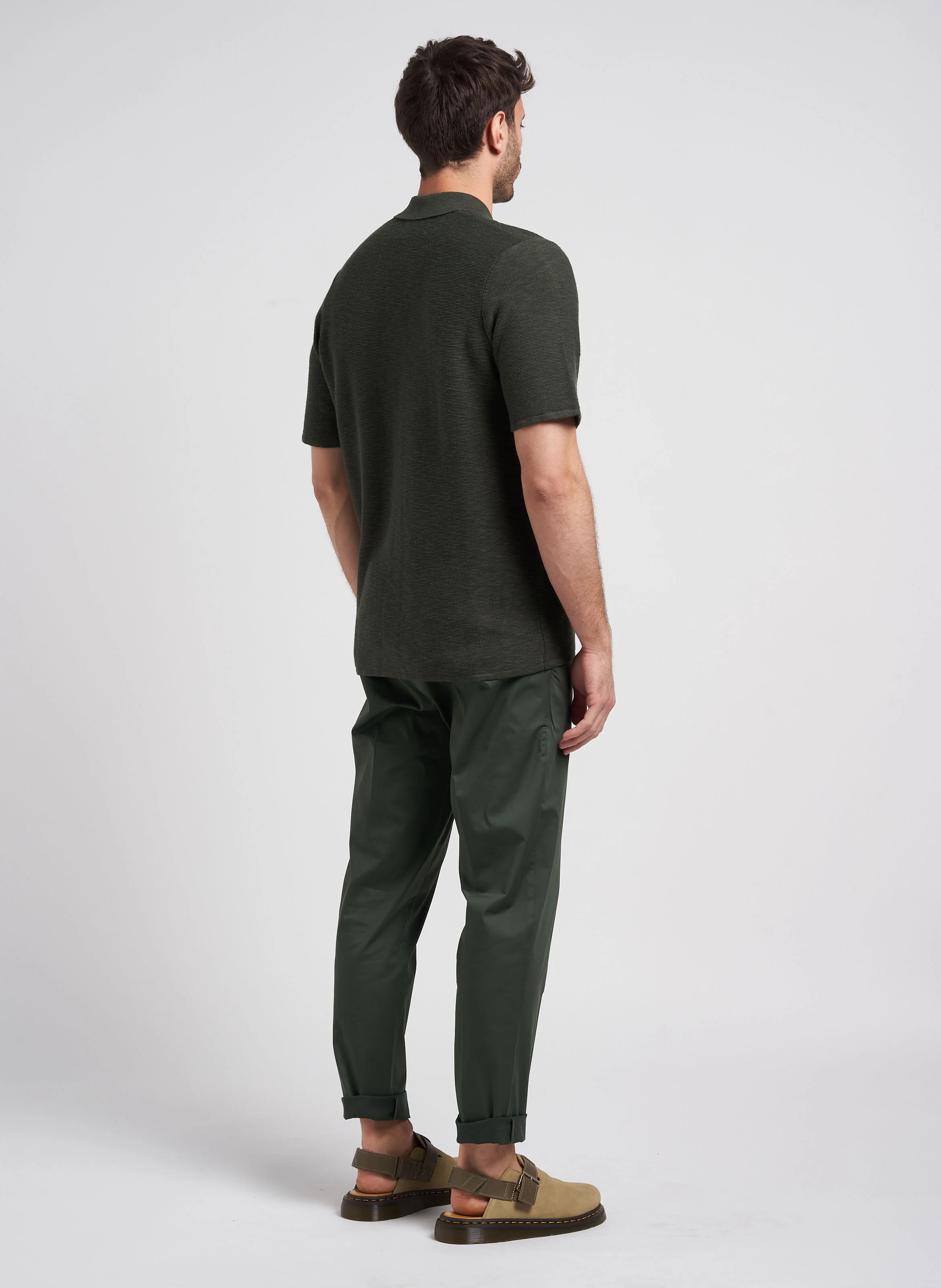 LARRY - Polo regular-fit en coton bio et en lin mélangés | Vert
