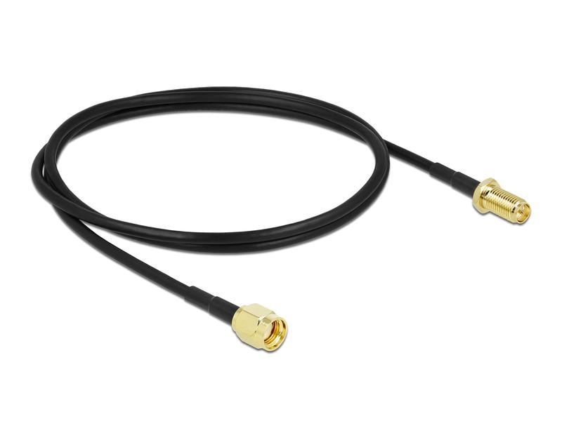 Delock Antennenkabel LMR/CFD100 RP-SMA zu RP-SMA, 1 m WLAN Antennenkabel RP-SMA Stecker zu RP-SMA Buchse LMR/CFD100 1 m low loss