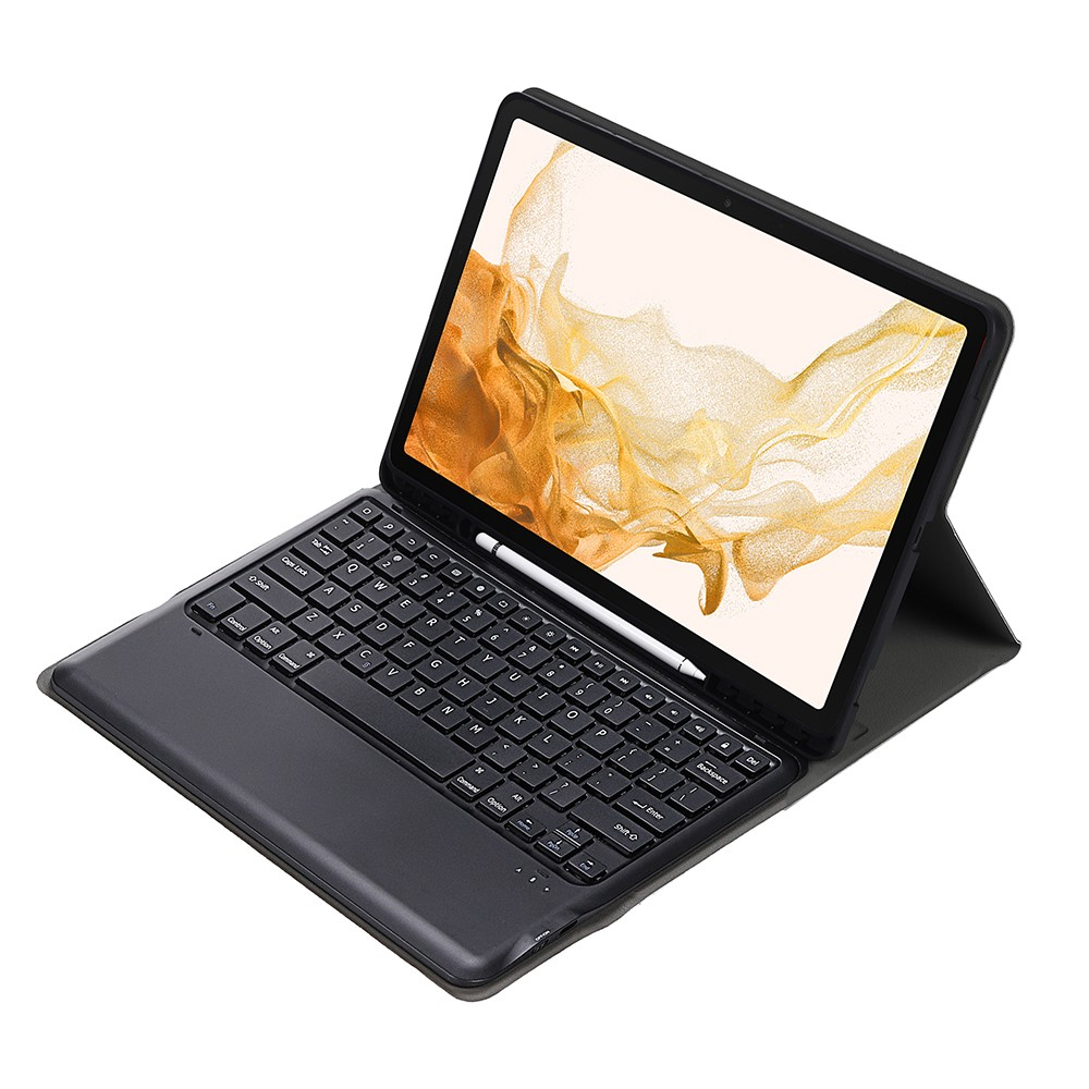 Samsung Galaxy Tab S8  Plus / Tab S7 FE 5G / Tab S7  Plus Leder Tasche mit Bluetooth Tastatur (QWERTY)   S-Pen Halterung - Dunkelblau