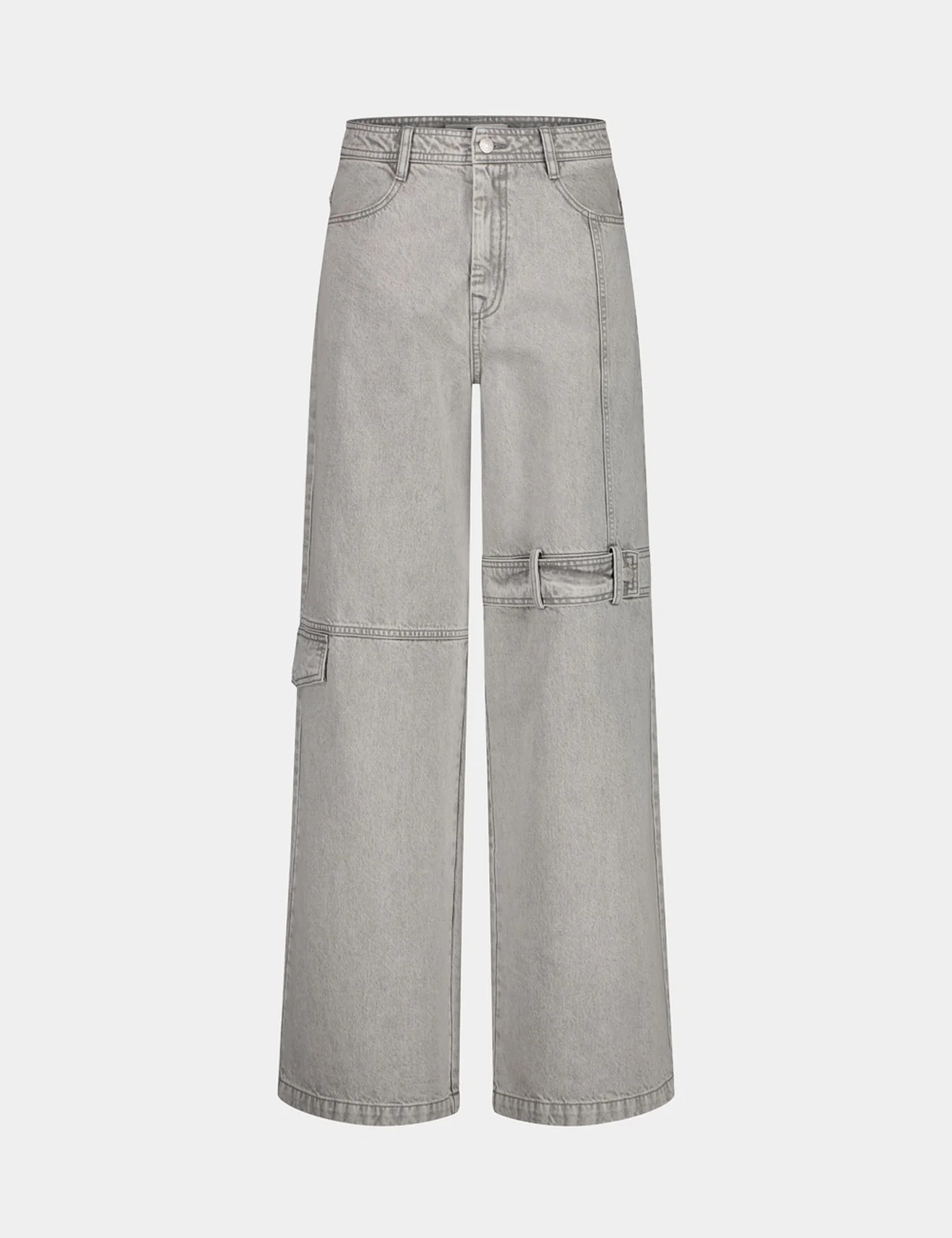 Jean wide leg taille medium gris moyen