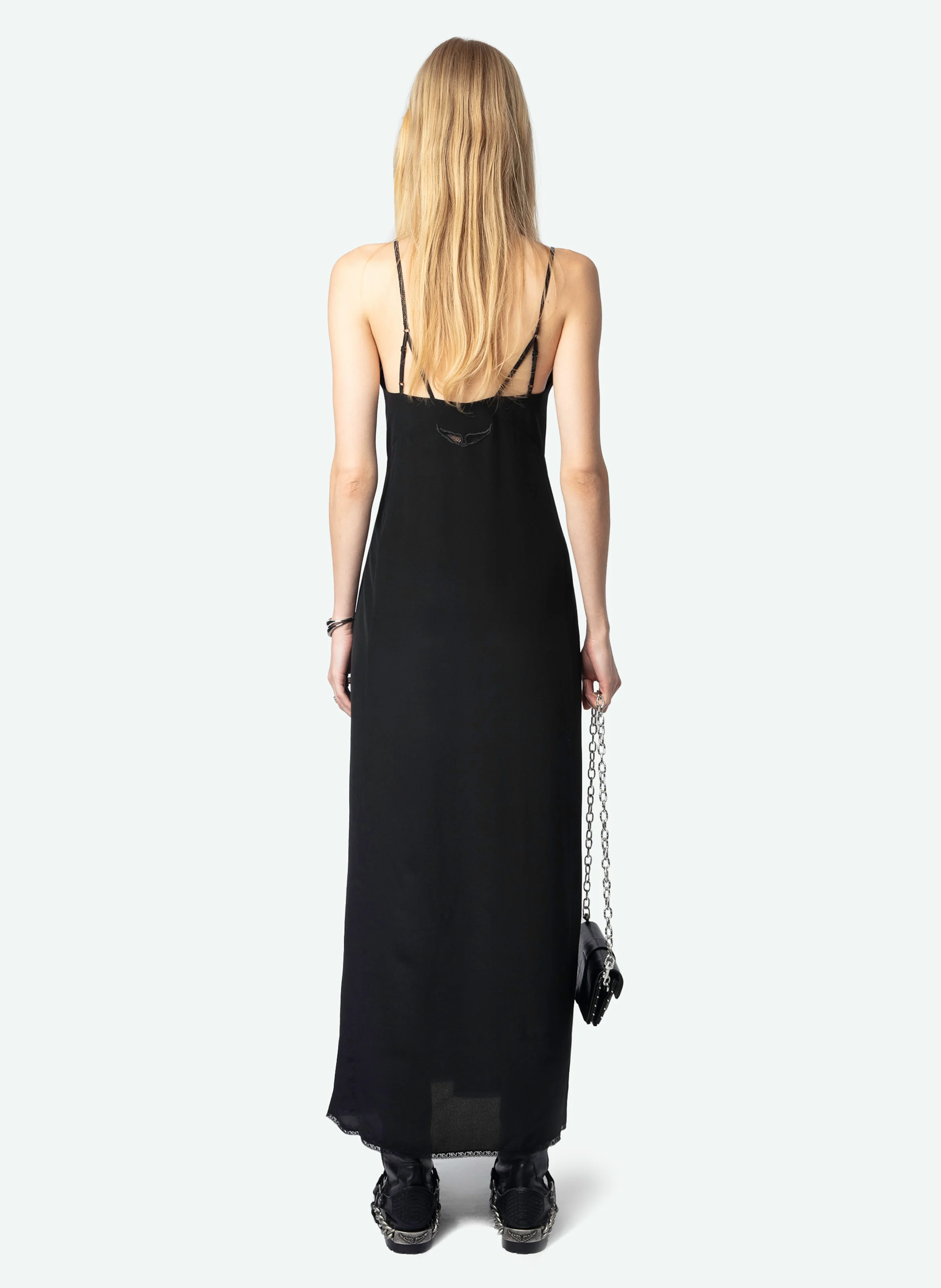 RAMELIL - Robe longue en soie | Noir