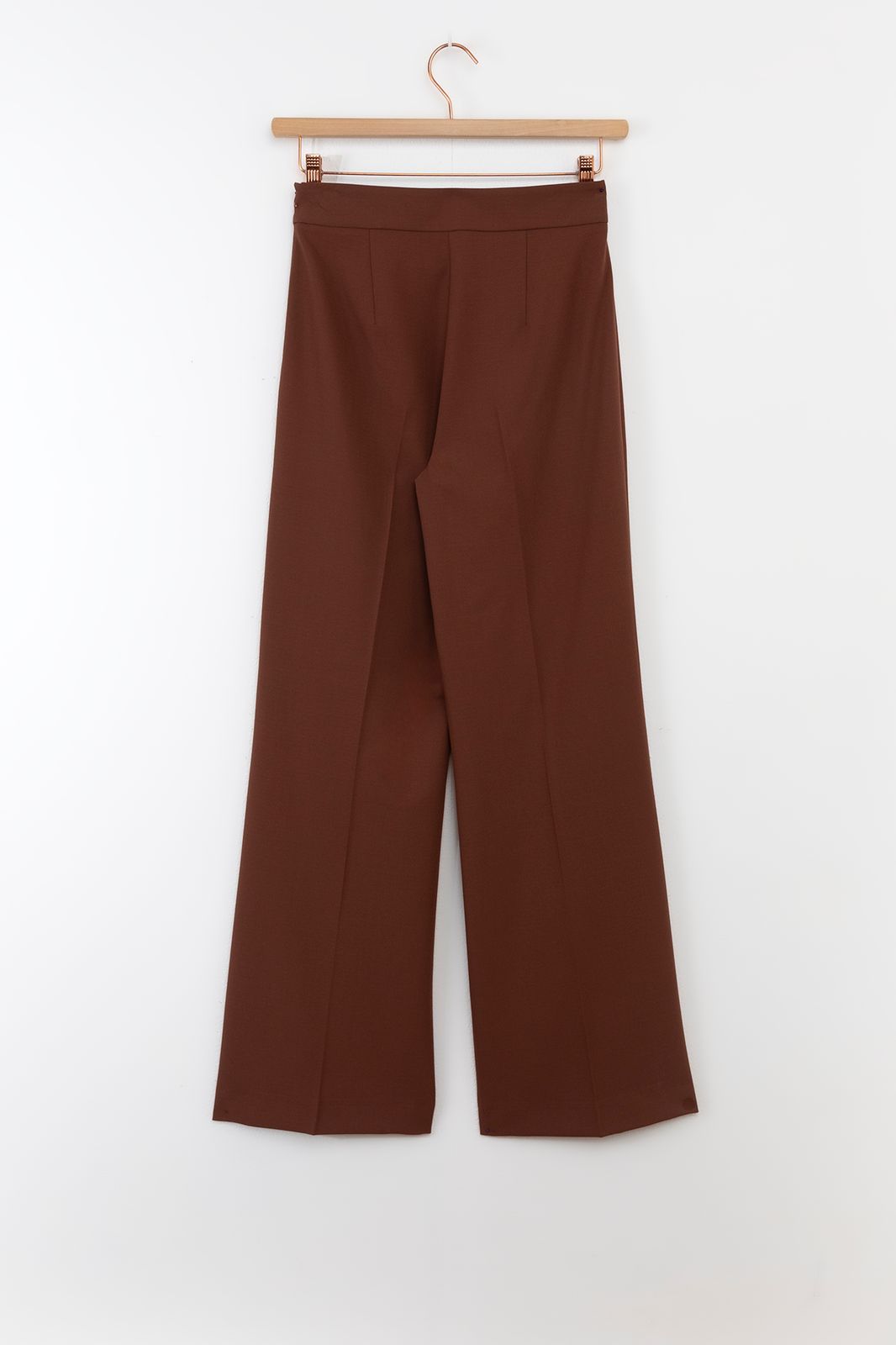 Bruine wide leg pantalon met rits