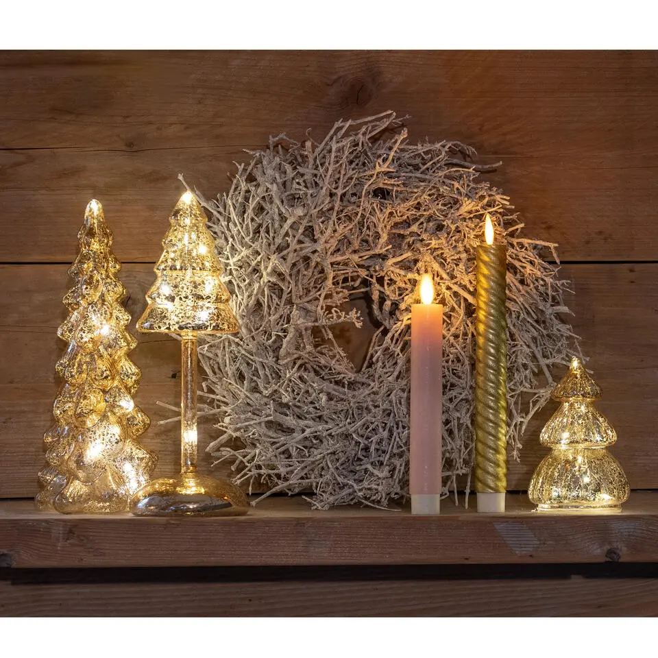Anna's Collection LED dinerkaarsen - 2x st - lichtroze - 18 cm