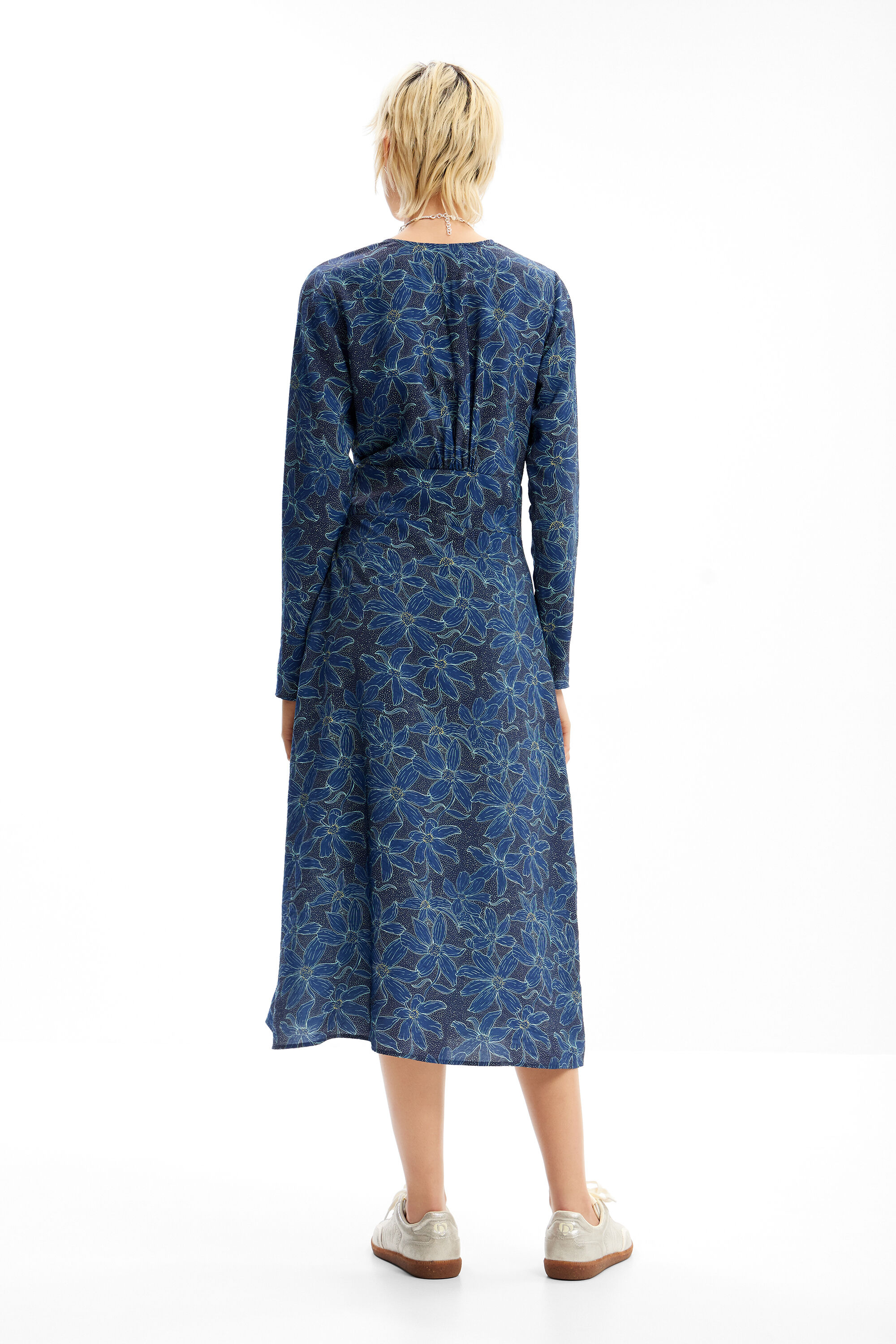 Vestido midi camisero flores